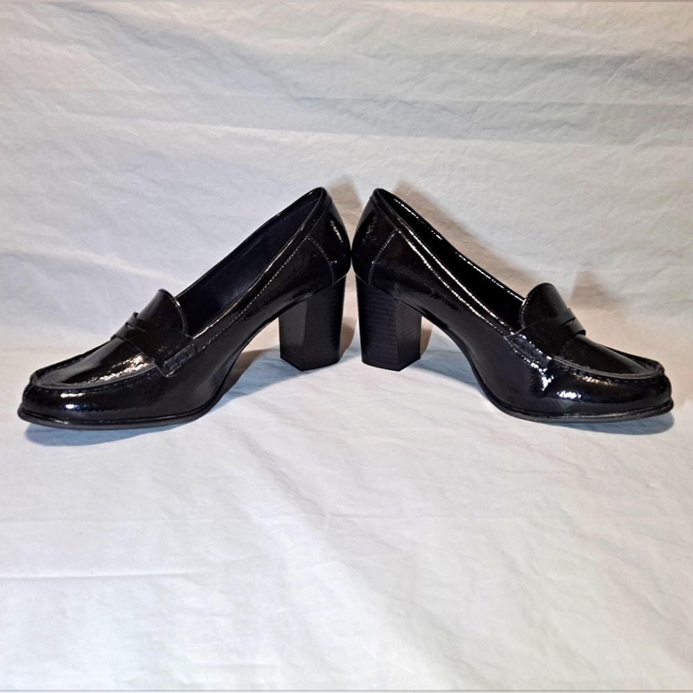 Jones New York Cypress Heeled Penny Loafers Women's 8.5M Black Patent 3" Heels - Picture 5 of 14